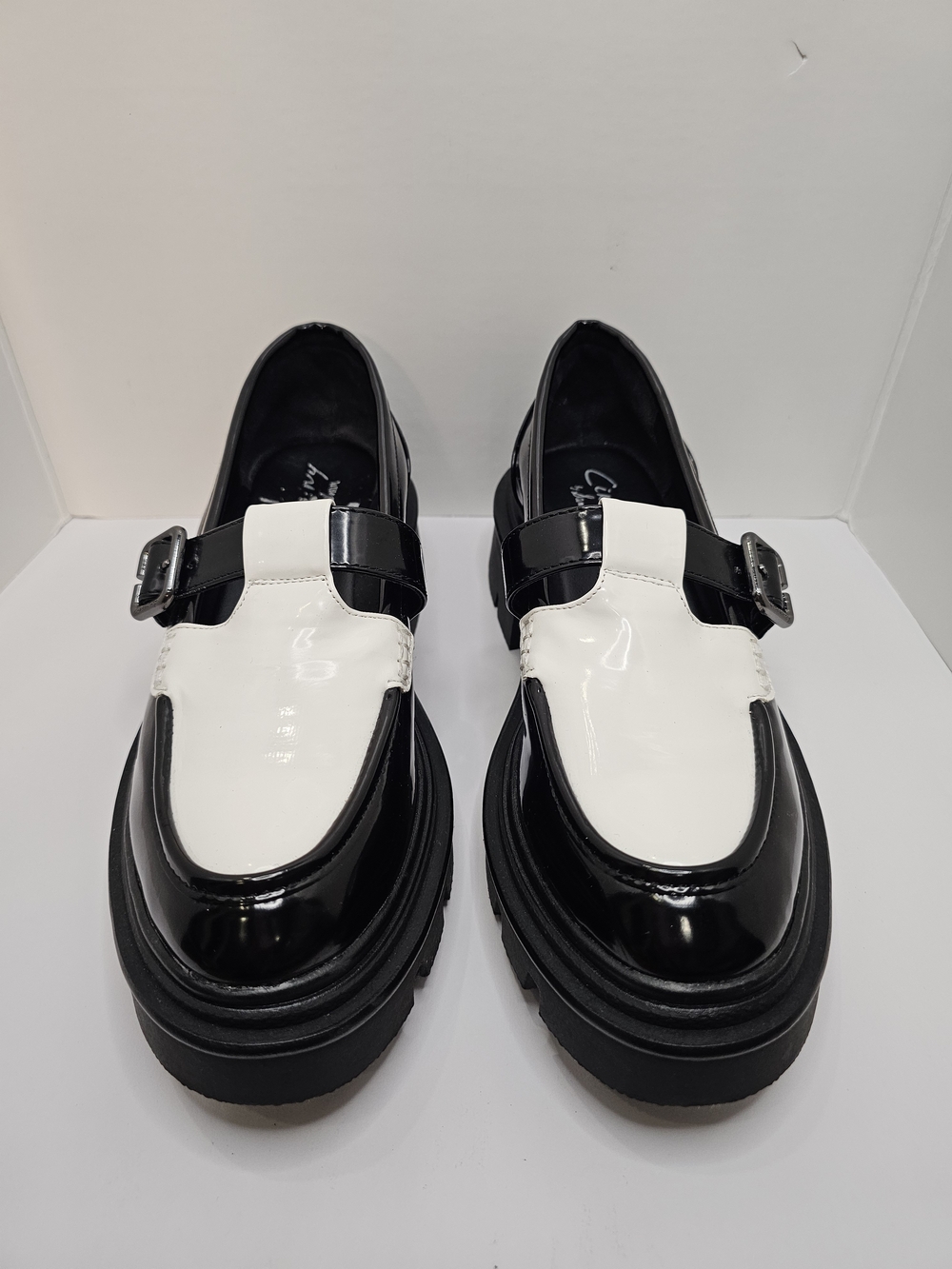 Circus NY by Sam Edelman B/W Lug Sole Platform Loafers Mary Janes 8.5 New wo Tag - Picture 2 of 7